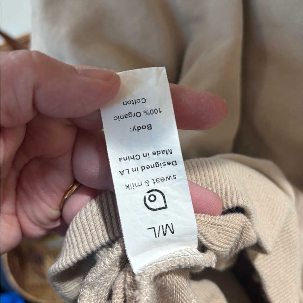 Women's Beige Hooded Sweatshirt - Casual Pullover Hoodie - Picture 8 of 8